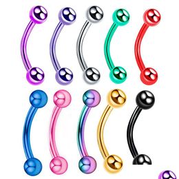 Navel Bell Button Rings 10 stks/partij Chirurgisch Staal M Bal Wenkbrauw Piercing Intern Schroefdraad Gebogen Barbell Helix Oorbel Lip Ring Nip Ot8Gt