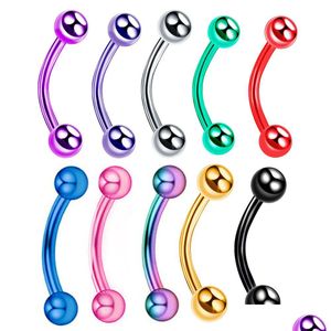 Navel Bell Button Rings 10 stks/partij Chirurgisch Staal M Bal Wenkbrauw Piercing Intern Schroefdraad Gebogen Barbell Helix Oorbel Lip Ring Dhoz5