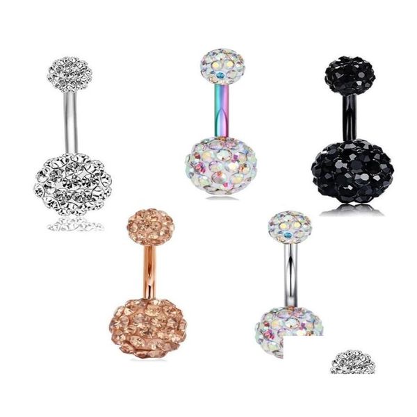 Nombril Bell Bouton Anneaux 14G Femmes En Acier Inoxydable Cz Sexy Barre De Ventre Barbell Piercing Anneau Tragus Bijoux De Corps 50Pcs7412914 Drop Del Otadb