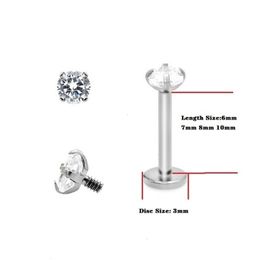 Nombril Cloche Bouton Anneaux 16 G23 Labret Piercing À Lèvres 2mm 25mm m AAAAAZircon Oreille Cartilage Tragus Stud Anneau Bijoux De Corps 230628