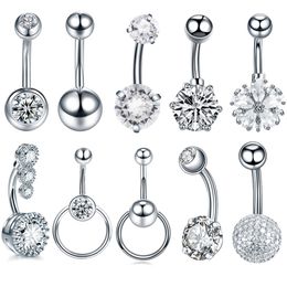 Navel Bell Button Rings 1Pc Steel Belly Button Ring Navel Nombril Piercing CZ Belly Ring Sexy Vrouwen Belly Piercing Lichaam Sieraden Ombligo 14G 230626