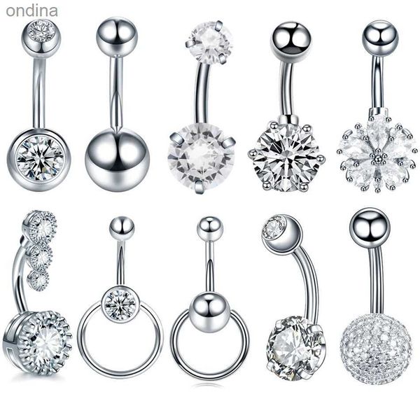 Anillos de botón de campana para ombligo, 1 pieza, anillo de acero quirúrgico para ombligo, Piercing para ombligo, anillo para ombligo con circonita cúbica, Piercing para ombligo para mujer sexy, joyería para el cuerpo, Ombligo 14G YQ240125