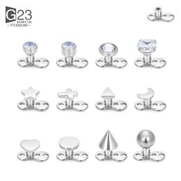 Anillos de botón de campana del ombligo 1pcs F136 Percado microdérmico superficie de gema roscada internamente ENTERSE DERMAL PIEL DIVER MEDUSA Joya de cuerpo perforante 230626