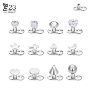 Navel Bell Button Rings 1Pcs F136 Microdermal Piercing Surface Internally Threaded Gem Ends Dermal Skin Diver Hide Medusa Piercing Body Jewelry 230626