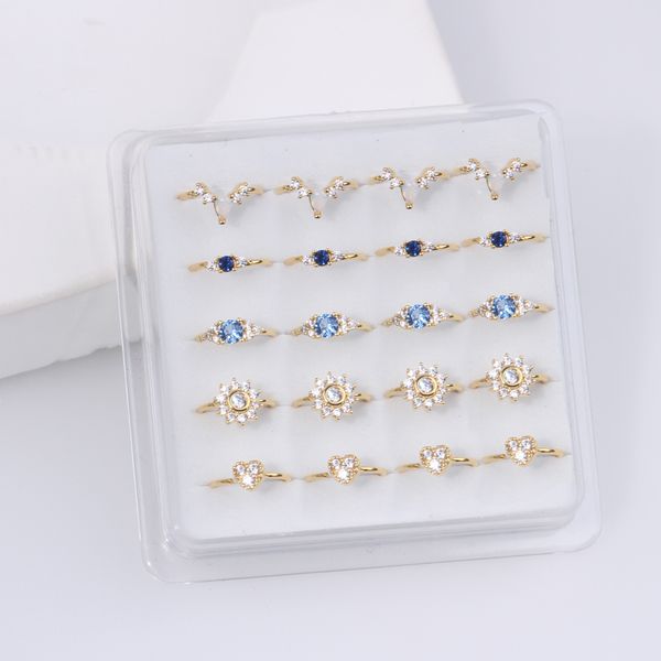 Anillos de botón de campana para el ombligo 20 PCS Nariz de circón de cristal de color para mujer Chica Piercing Fosa nasal flexible 18K Chapado en oro Oreja de aro 230729