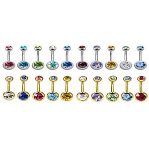 Navel Bell Button Rings 20Pieces 14G 316LStainless Steel Assorted Colors Curved Belly For Women Naval Screw Body Sieraden Stud Pierc DHBPD