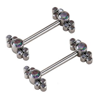 Nombril Cloche Bouton Anneaux 2 Pcs G23 Nipple Barbell avec CZ Lunette Ensemble À Filetage Intérieur Boucles D'oreilles Industrielles Oreille Barbell Bar Piercing Bijoux 230703