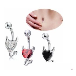 Navel Bell Button Rings 3 Kleuren Little Evil Shape Sier 316L Roestvrij Stalen Sieraden Bars Buik Ring Body Piercing Sieraden Drop Del Dhbey