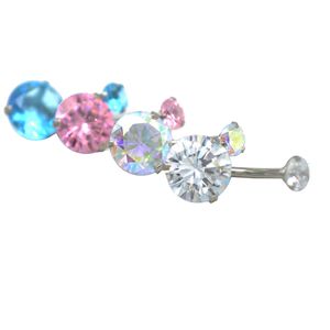 Nombril Bell Button Rings 30pcs 10mm Zircon Belly Bar Anneau Double CZ Pierre Cristal Nombril Piercing Bijoux Bouton Anneau Corps Bijoux 14G 230905