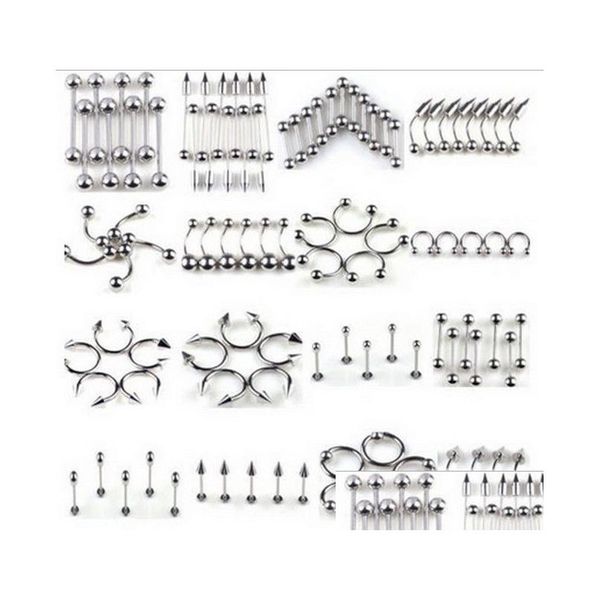 Nombril Bell Bouton Anneaux 316L En Acier Inoxydable Langue Lèvre Ongles Nez Vis Mamelon Oreille Sourcils Goujons Polyvalent Corps Piercing Jewelr Dh6Kx