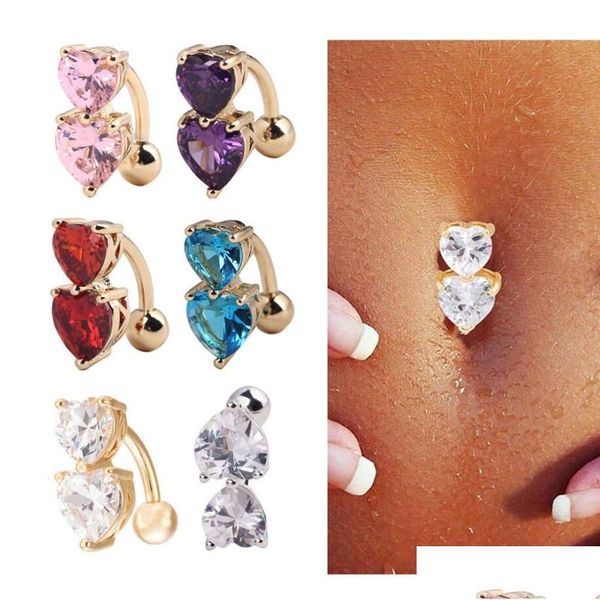 Ombligo Bell Botón Anillos 316L Acero Belly Crystal Piercing Pendiente Oro Joyería del cuerpo Drop Entrega Otj1C