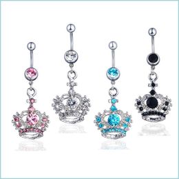 Navel Bell -knop Ringen 4 kleuren Stijl Belly Ring Crown Piercing sieraden Ringen Body Dange Accessoires Mode charme Dr Dhseller2010 Dhums