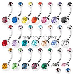 Navel Bel Knop Ringen 50 Stuks Mix Lichaam Sieraden Piercings 316L Medische Rvs Ring Belly Charms Accessoire 8 Kleuren drop Deli Dhign