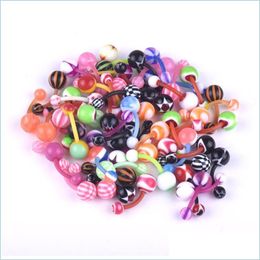 Nombril Cloche Bouton Anneaux Acrylique Nombril Anneau Colorf Mixte Chargement Piercing Ongle Ombilical Corps Bijoux Femmes Lady Rainbo Dhseller2010 Dhc9T