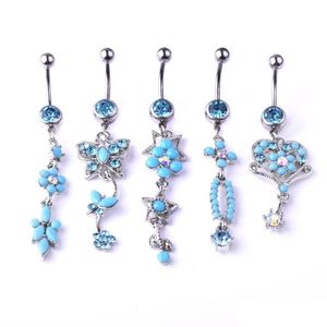 Navel Bell -knop Rings Alisouy Sexy Dange Belly Bars Stones Gem Chirurgisch stalen strass Regatone Body Jewelry Piercing Drop Delivery Dh8bo