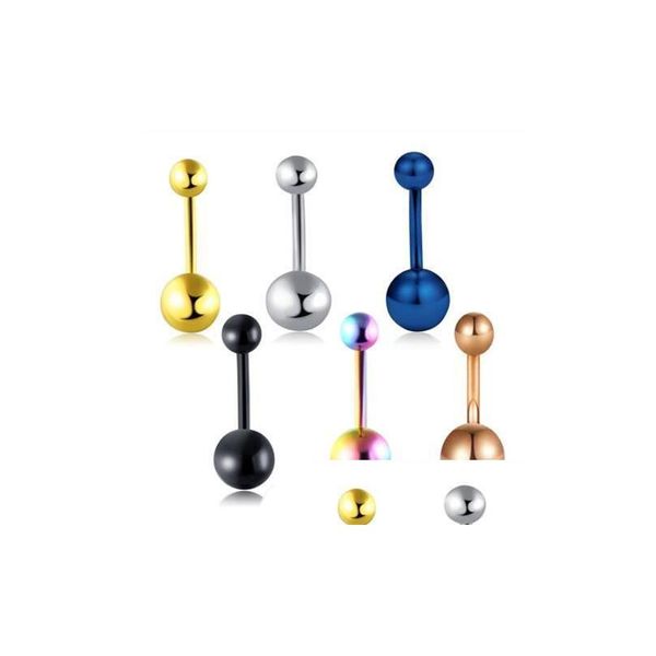 Nombril Bell Button Anneaux Anodisé En Acier Inoxydable Piercing Du Ventre Cartilage Helix Bijoux De Corps Tragus Boucle D'oreille Mix 6 Couleurs Drop Deliv Dh74A