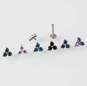 Navel Bell Button Rings ASTM 36 3 Zircon Bloemblaadjes Bloem 16G Interna Draad Labret Lip Piercing Oorkraakbeen Helix Tragus Stud Lichaam Sieraden 230628