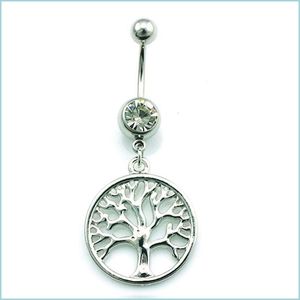 Navel Bell -knop Rings Bell Rings Fashion Buard Ring Ringless Steel Barbell Dangle Tree of Live Charms Navels Dhseller2010 Dhhuk