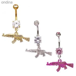 Nombril Bell Button Rings Nombril Anneaux Gun Dangle Nombril Ring Clear Gem Nombril Anneau Body Piercing Bijoux Belly Piercing pour les femmes YQ240125