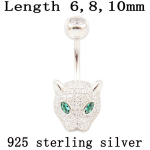 Navel Bell Button Rings Belly Ring Real 925 Sterling Silver Leopard Head Body Jewelry S925 Zircon Clear Prevent Allergy Nickel Free Piercing 230729