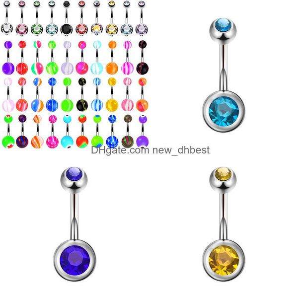 Anillos de botón de campana para ombligo, joyería para el cuerpo, piercing, newdhbest beidien, 40 Uds., anillo de diamante de doble cabeza para uñas acrílicas, combinación de colores combinados