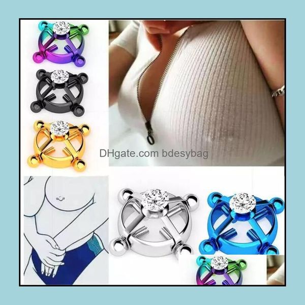 Nombril Bell Bouton Anneaux Bijoux De Corps Zircon Titane Acier Gaby Vis Réglable Faux Mamelon Anneau Non Piercing Pour Les Femmes Faux Rond Adt Ga