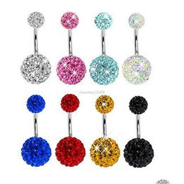 Navel Bell -knop Rings Crystal Ball Belly Ring Sexy roestvrij staal navel bell knop ringen body piercing sieraden voor vrouwen