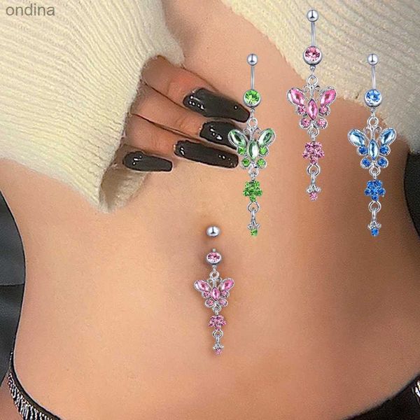 Nombril Bell Button Rings Mignon Papillon Fleur Acier Nombril Piercing Shinny Dance Belly Rings Body Piercing Bijoux 14G Nombril Anneau pour Femmes Filles YQ240125