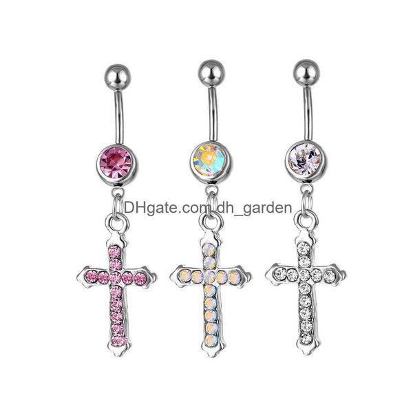 Nombril Bell Button Rings D0016 Cross Belly Ring Mix Couleurs Drop Delivery Jewelry Body Dhgarden Dhxv5