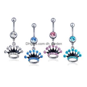 Ombligo Campana Anillos D0149 Corona Estilo Anillo del vientre 4 colores 14Ga 10Mm Longitud 20 piezas Moda Piercing Joyería del cuerpo Gota De Dhgarden Dhbwd