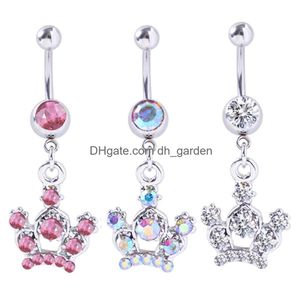 Navel Bell Button Rings D0152 Crown Belly Ring Mix kleuren Drop levering sieraden Body Dhgarden Dho4r