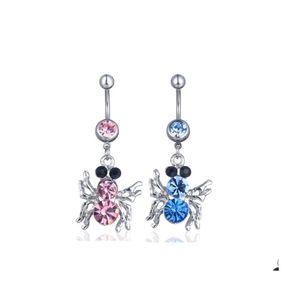 Navel Bell -knop Ringen D02891 3 kleuren Clear Color Nice Belly Ring Spider Style with Piercing Body Jewlery 218/5 T2 Drop levering DHCZW