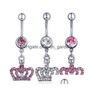 Navel Bell -knop Rings D0370 Crown Belly Ring Mix kleuren Drop levering sieraden Body Dhgarden DHBMS