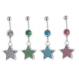 Navel Bell -knop Ringen D0394 STAR BELLY RING MIX Colors Drop levering sieraden Body Dhgarden Dhwdw