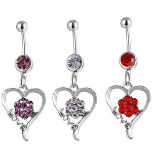 Navel Bell -knop Ringen D0539 Hart Rode kleur Belly Ring Drop levering sieraden Body Dhgarden DHMC3