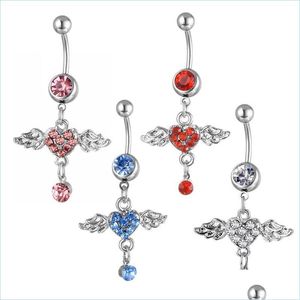 Navel Bell-knop Ringen D0567-2 4 kleuren roze mooie stijl buikring paarse kleur engel zoals afgebeeld piercing body joodse navel sieraden dh15a