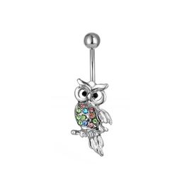 Navel Bell -knop Ringen D0677 Duidelijke kleur Nice Belly Ring Owl Style met doordringende body sieraden 14ga 10 mm lengte druppel deliv Dhgarden Dhdu8