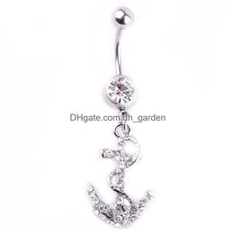 Navel Bell -knop Ringen D0704 Anchor Clear Color Belly Ring Drop levering sieraden Body Dhgarden Dhgnk