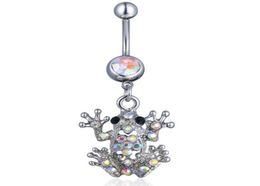 Navel Bell Button Rings D0727 Frog Clear Ab Color Belly Ring Drop Delivery Jewelry Body Dhgarden Dhjsf7188632