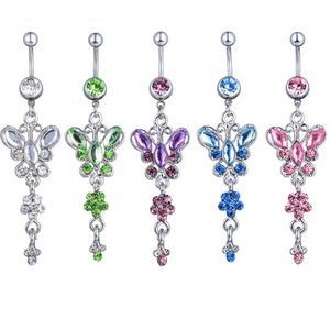 Navel Bell -knop Ringen D0728 Bowknot met bloem buikring mix kleuren drop levering sieraden body dhgarden dhrx6