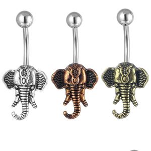 Anillos de botón de campana de ombligo D0744 Elefante Belly Stud Mix Colores Drop Entrega Joyería Cuerpo Dhgarden OTSPM