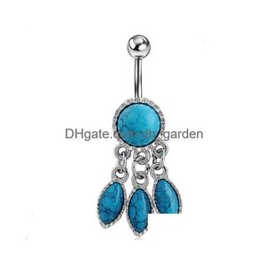 Navel Bell Button Rings D0755 Dream Catcher Belly Stud Aqua.Color Drop Delivery Sieraden Body Dhgarden DHJ69