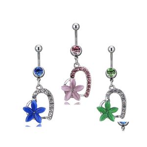 Nombril Bell Button Rings D0888 Heart Style Belly Ring Mix Colors 97C3 Drop Delivery Jewelry Body Dhqex