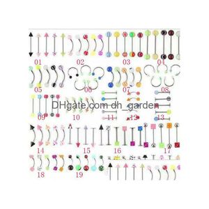 Nombril Bell Bouton Anneaux D0923 105 Pcs Mix Uv Piercing Bijoux Belly Ring Eye Designs Et Couleurs 14G Barre En Acier Inoxydable 10 Dhgarden Dhh0F