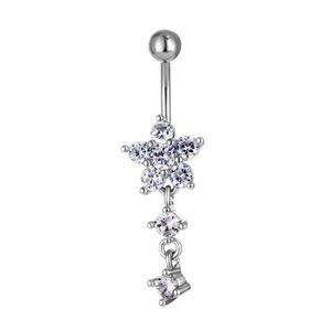 Navel Bell Button Rings D0949B Zircon Clear Stone Belly Ring Drop Delivery Jewelry Body Dhgarden Dhgkr