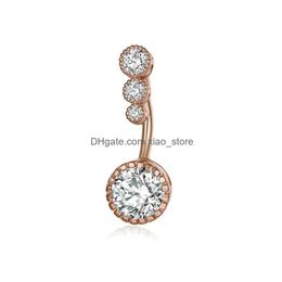 Bouton de cloche nombril anneaux diamant pendants barres de ventre anneau cristal fleur de fleur bijoux bijoux perçage drop livraison dhhmn