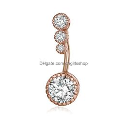 Ombligo Campana Anillos Diamante Cuelga Barras del vientre Piercing Cristal Flor Cuerpo Joyería Forma Colgante Gota Entrega Dh7Rv