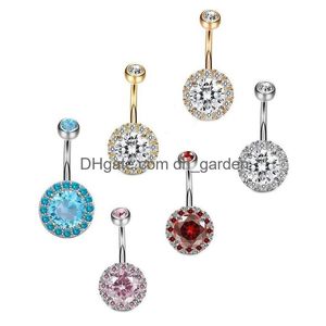 Navel Bell -knop Ringen dubbele zirkoonring 316L roestvrij staal buikroos rosé goud colorf mode body sieraden 3 2dl q2 drop d dhgarden dhkpm