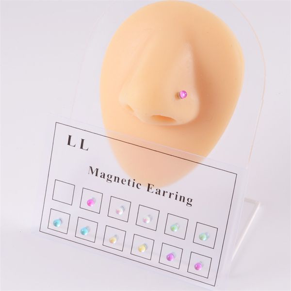 Nombril Bell Button Rings Drip Oil No Hole Nose Stud Couleur Magnétique Aimant Nez Stud Faux Nez Anneau Corps Bijoux piercing nariz piercing 230905