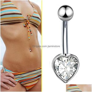 Navel Bell -knop Rings oorrang buikpiercing roestvrijstalen diamant nagelring mticolor hartstijl lichaam sieraden drop levering dhf9i